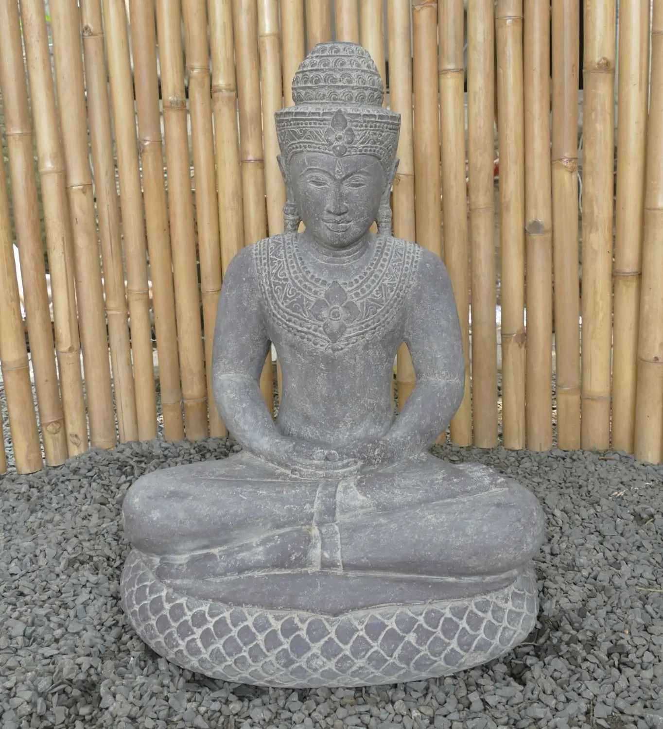  Product image 2 of the product “Sitting Buddha, Khmer Style, 71cm Height, Riverstone ”